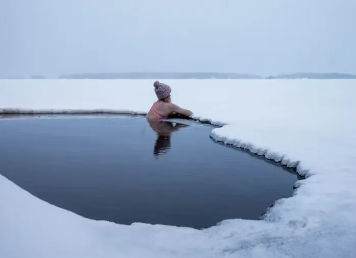 bathing in the nude